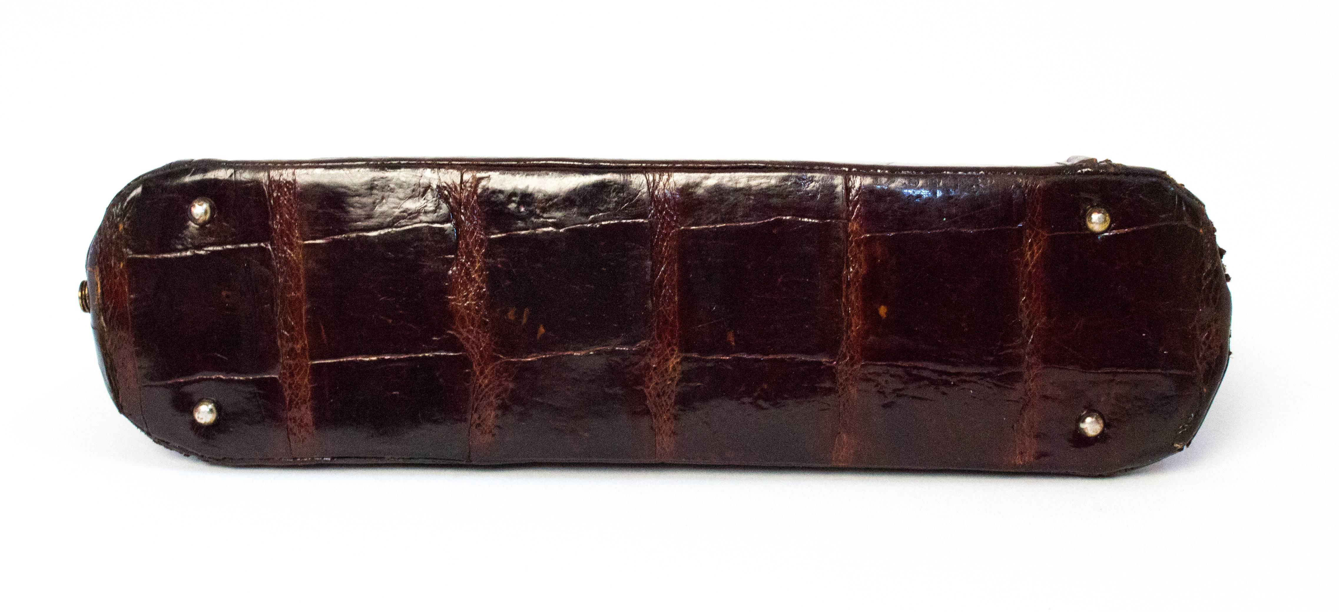 Black 50s Brown Alligator Handbag 