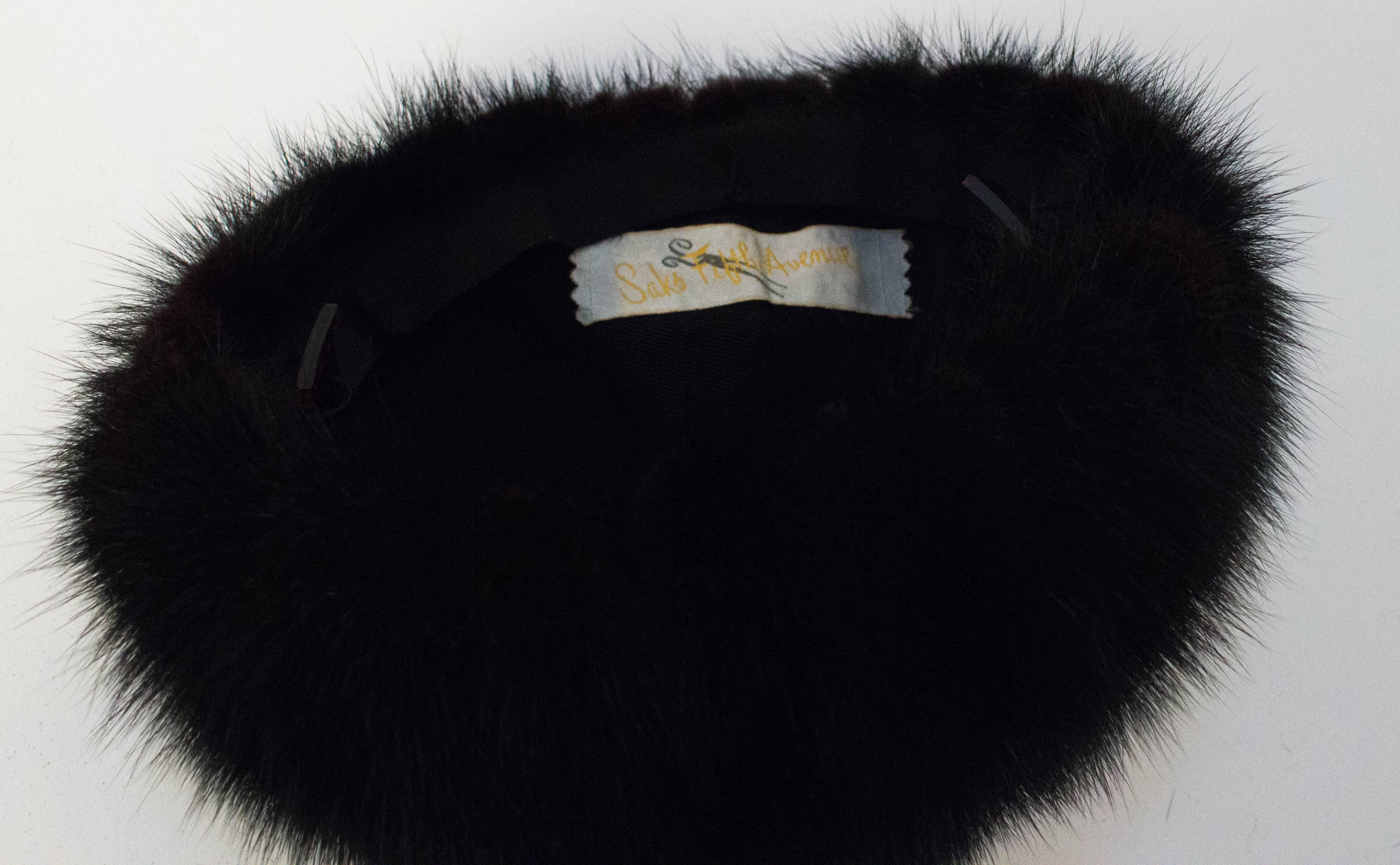 60s Black Mink Hat   In Excellent Condition For Sale In San Francisco, CA
