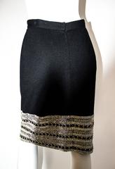 80s C. Randall Brooks Black Pencil Skirt with Silver beading and Rhinestones