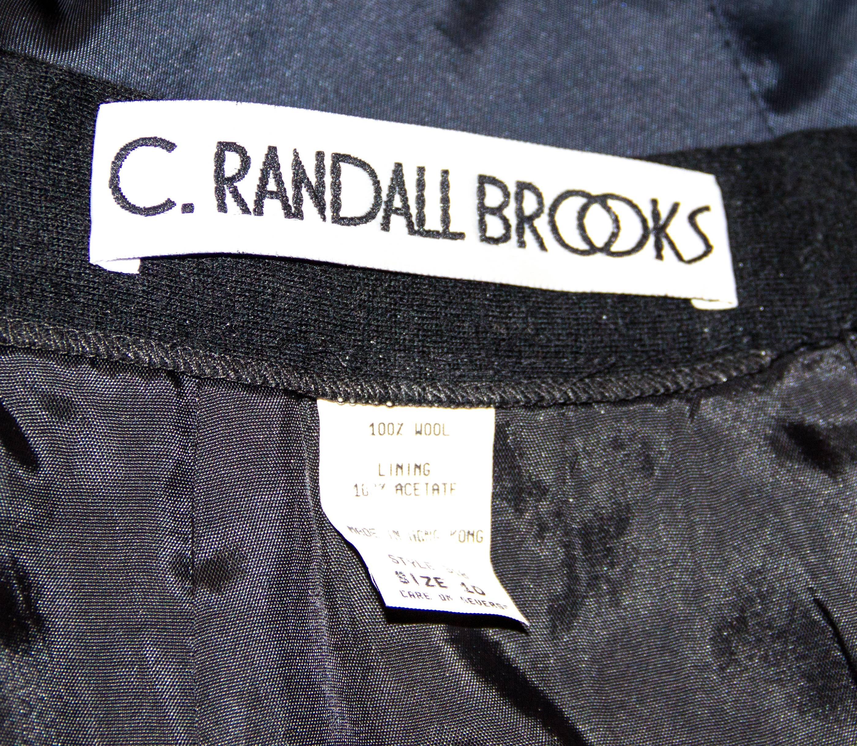 80s C. Randall Brooks Black Pencil Skirt with Silver beading and Rhinestones  For Sale 2