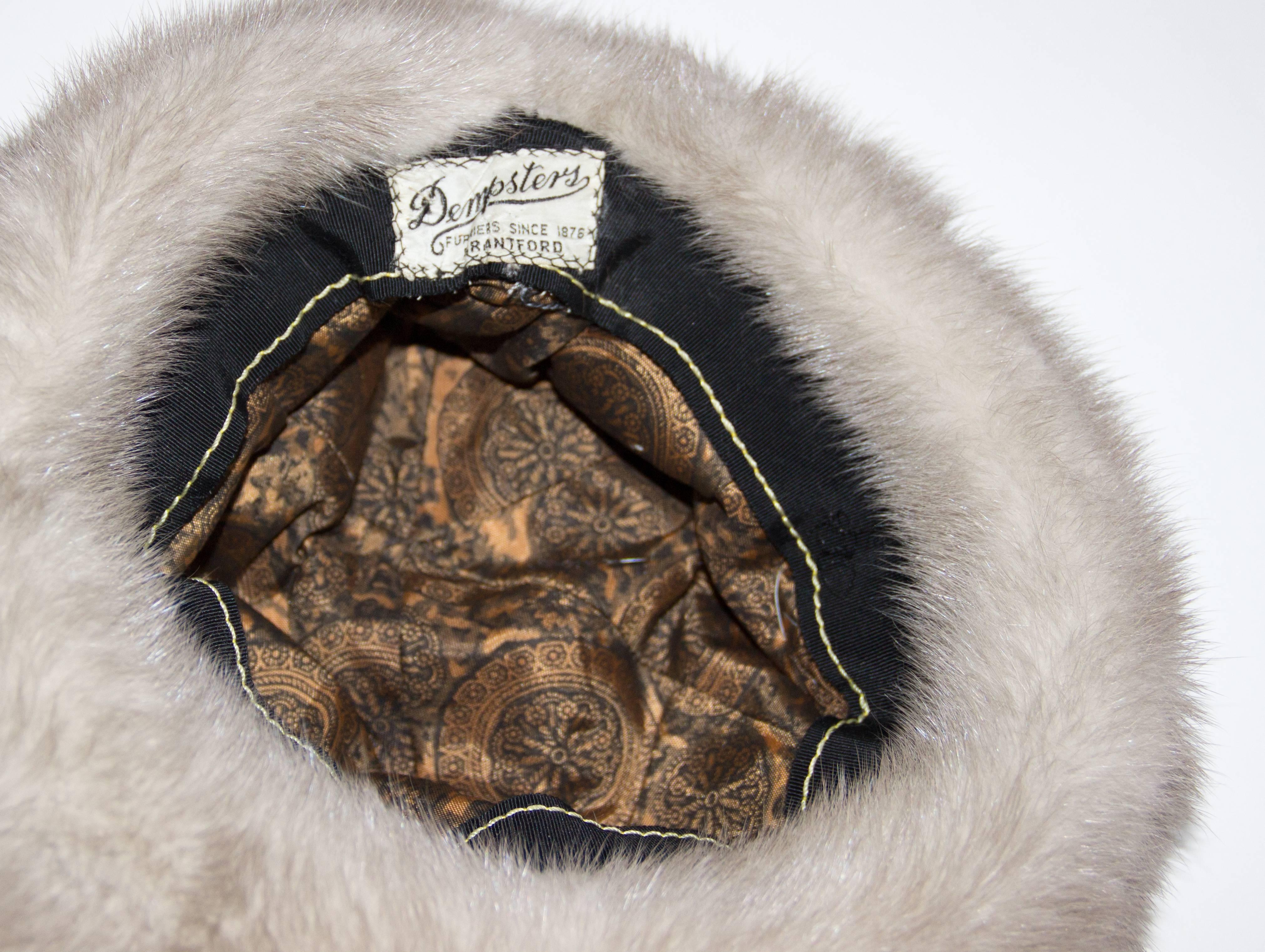 60s Grey Mink Hat  In Excellent Condition For Sale In San Francisco, CA