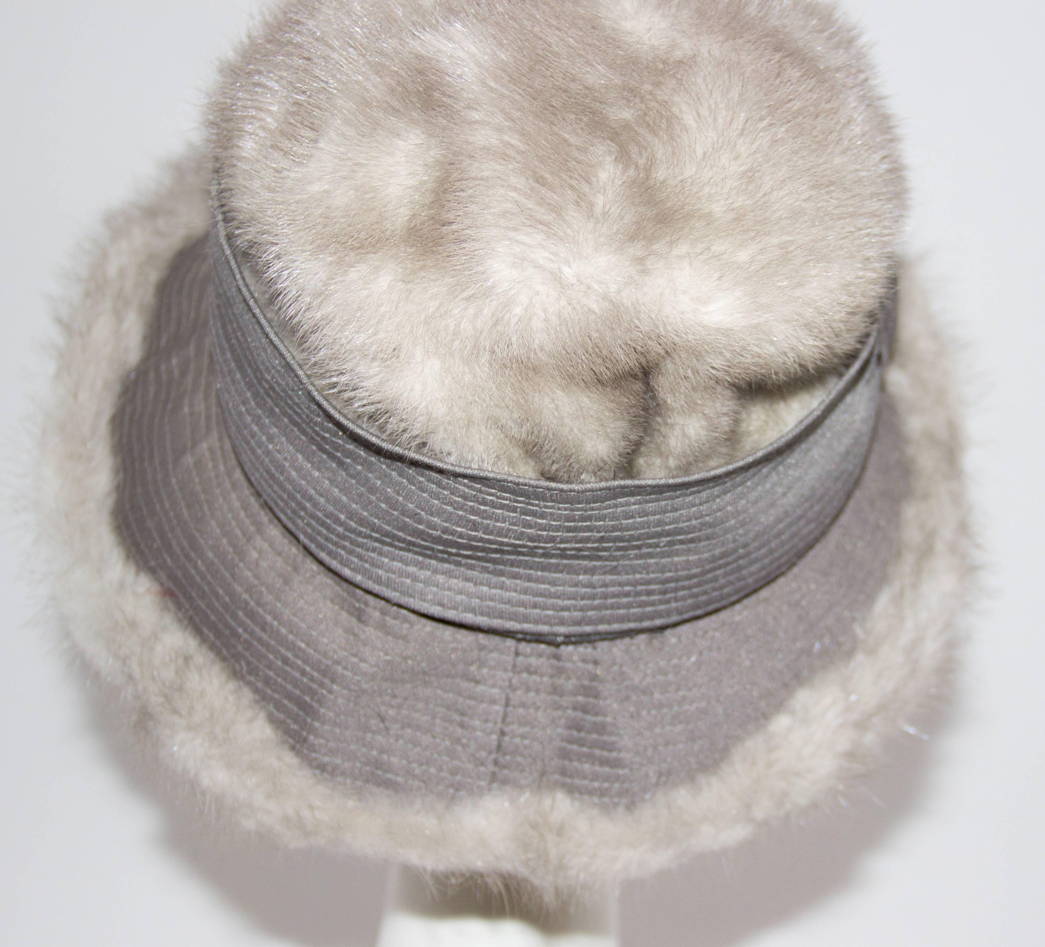 Gray 60s Grey Mink Hat  For Sale