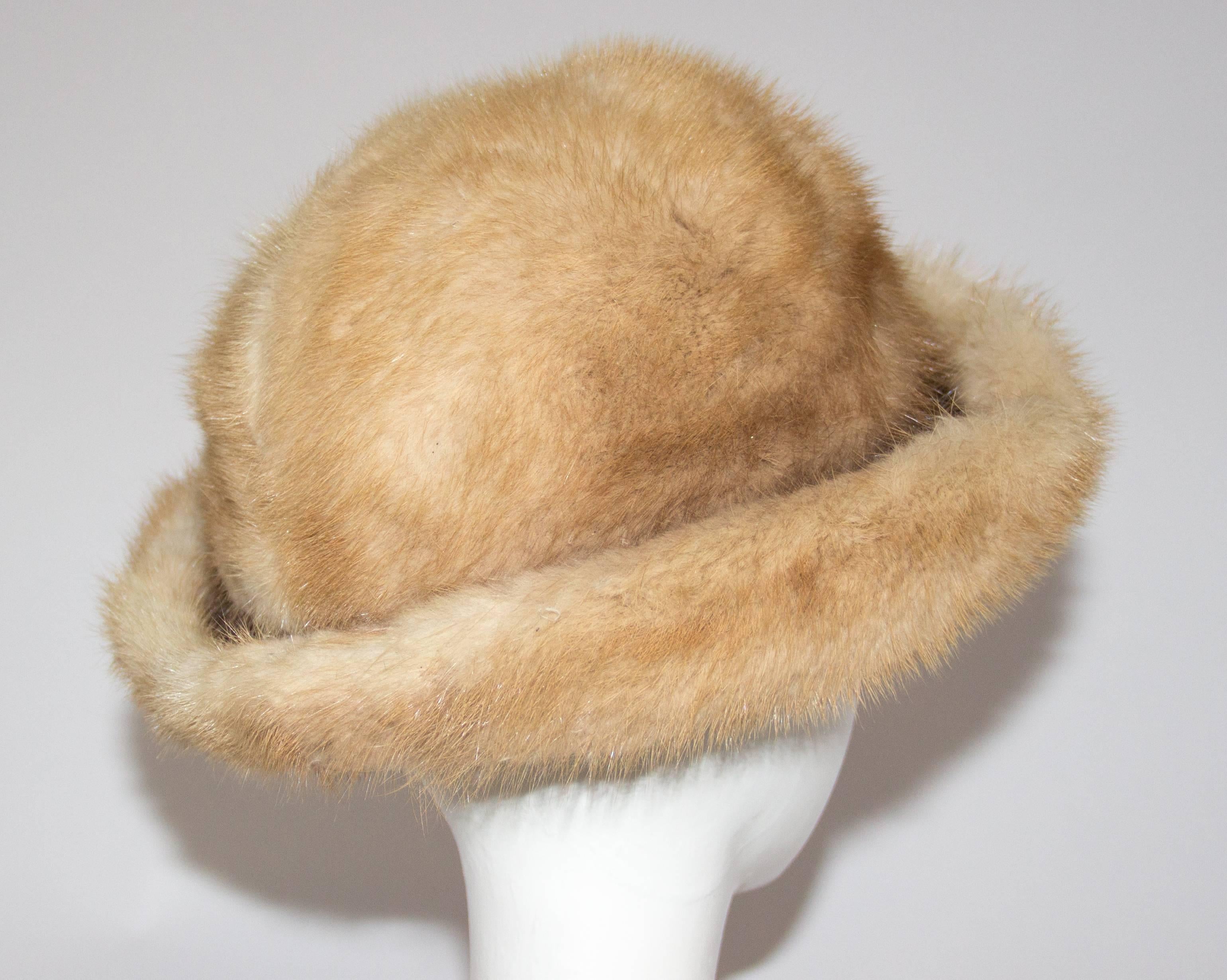 Beige 60s Honey Blonde Mink Hat 