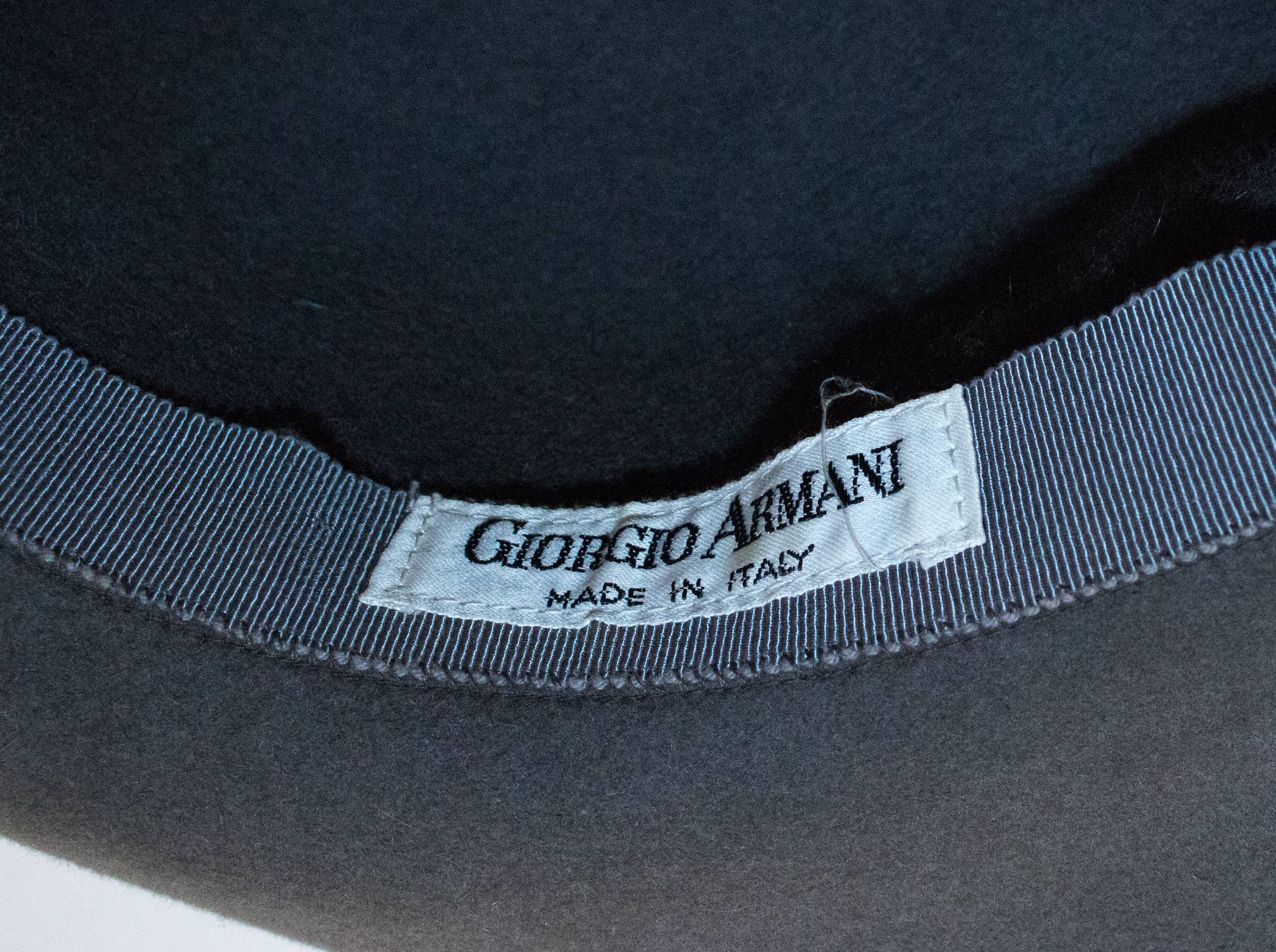 Women's 80s Giorgio Armani Grey Felt Floppy Hat 