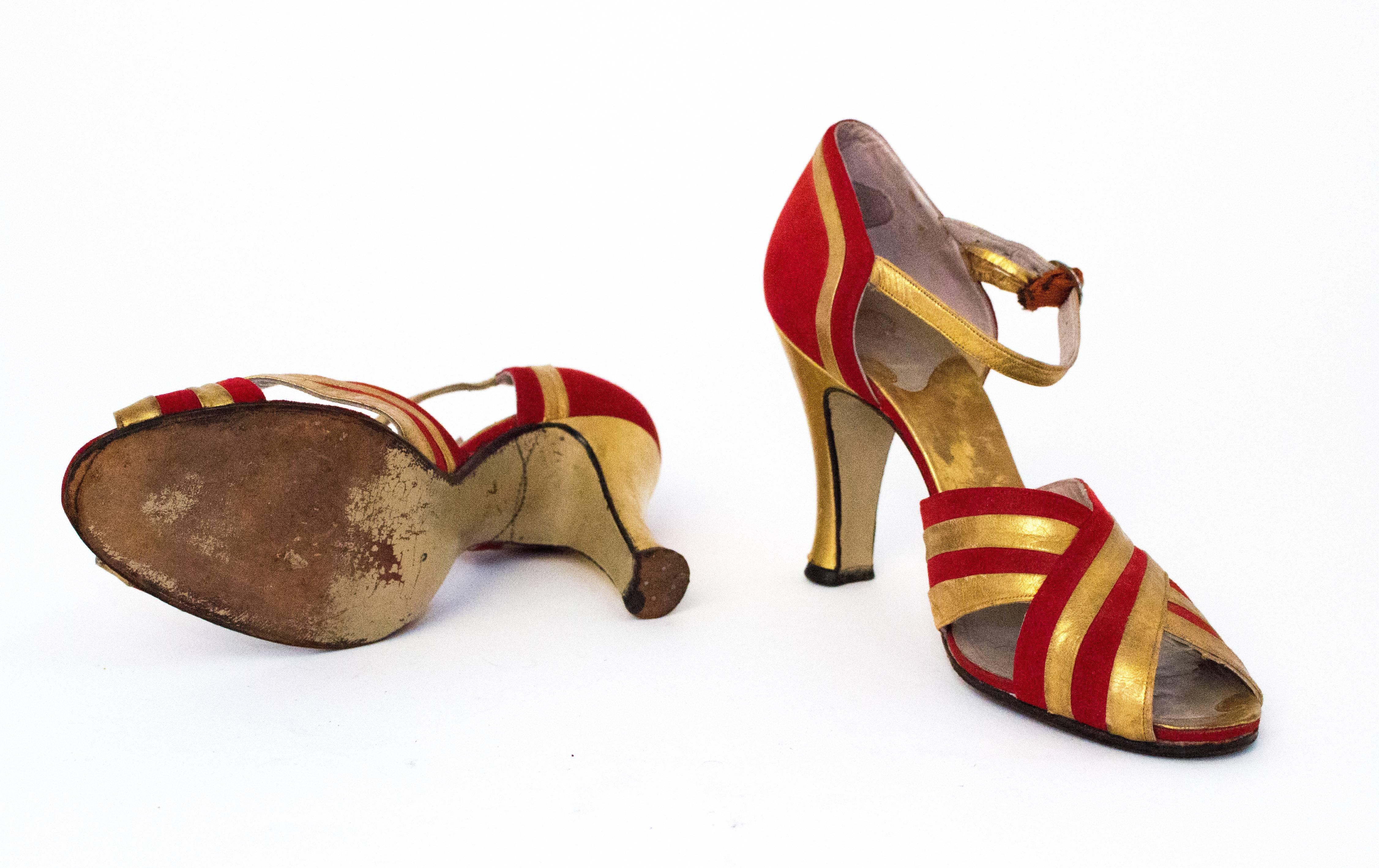 Brown 30s Red and Gold Heel