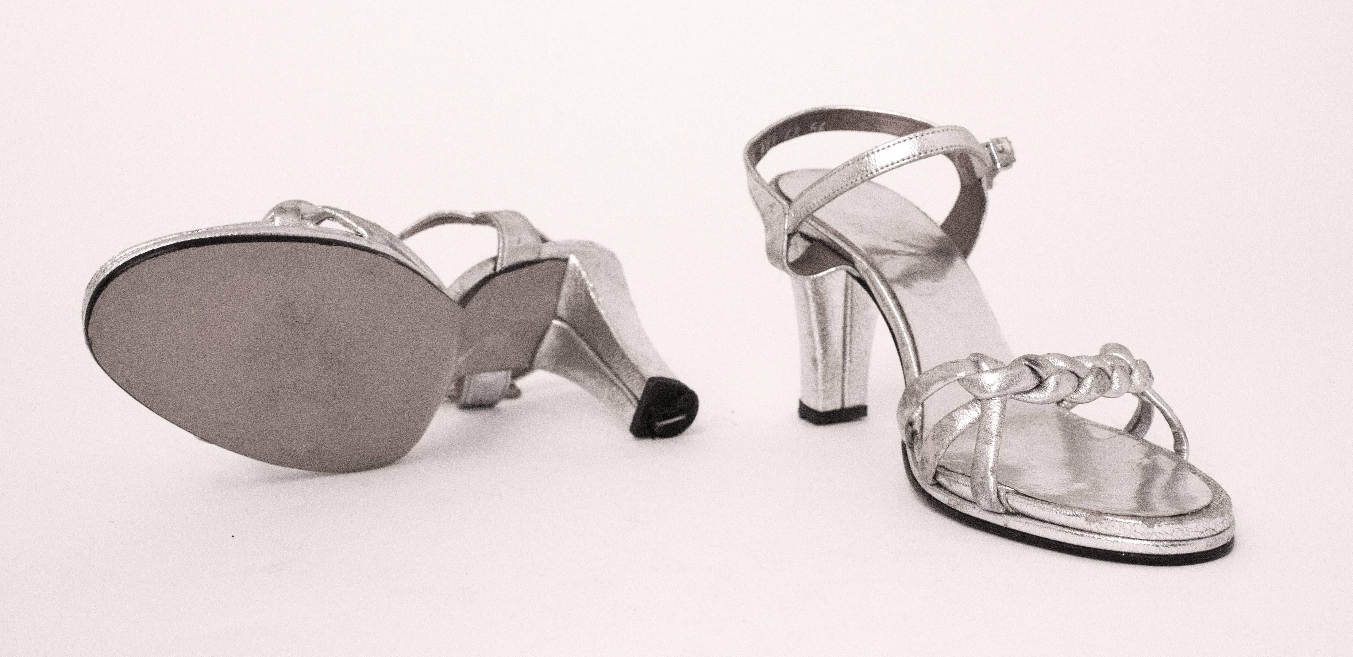 silver metallic sandals