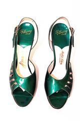 60s Green Patent Leather Slingback heel