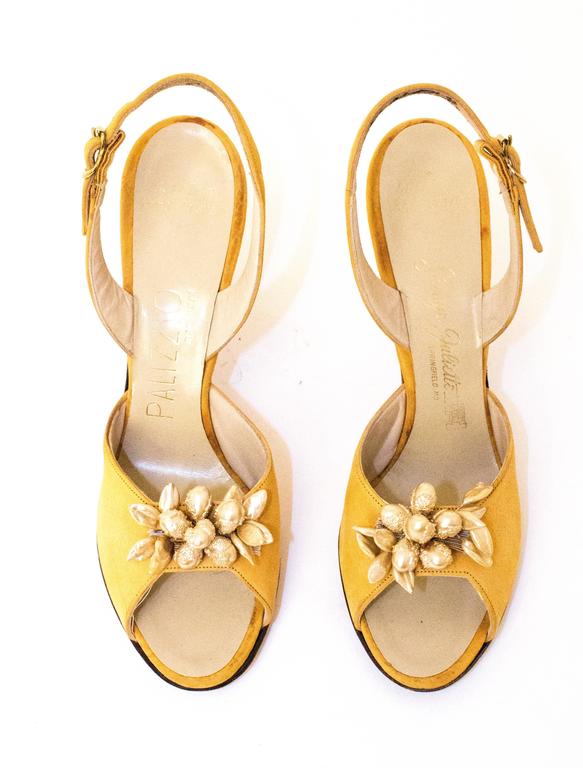 50s Mustard Yellow Heel with Pearl Embellishments For Sale at 1stDibs ...