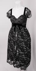50s Black & White Lace Cocktail Dress