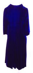 60s Blue Velvet Evening Coat