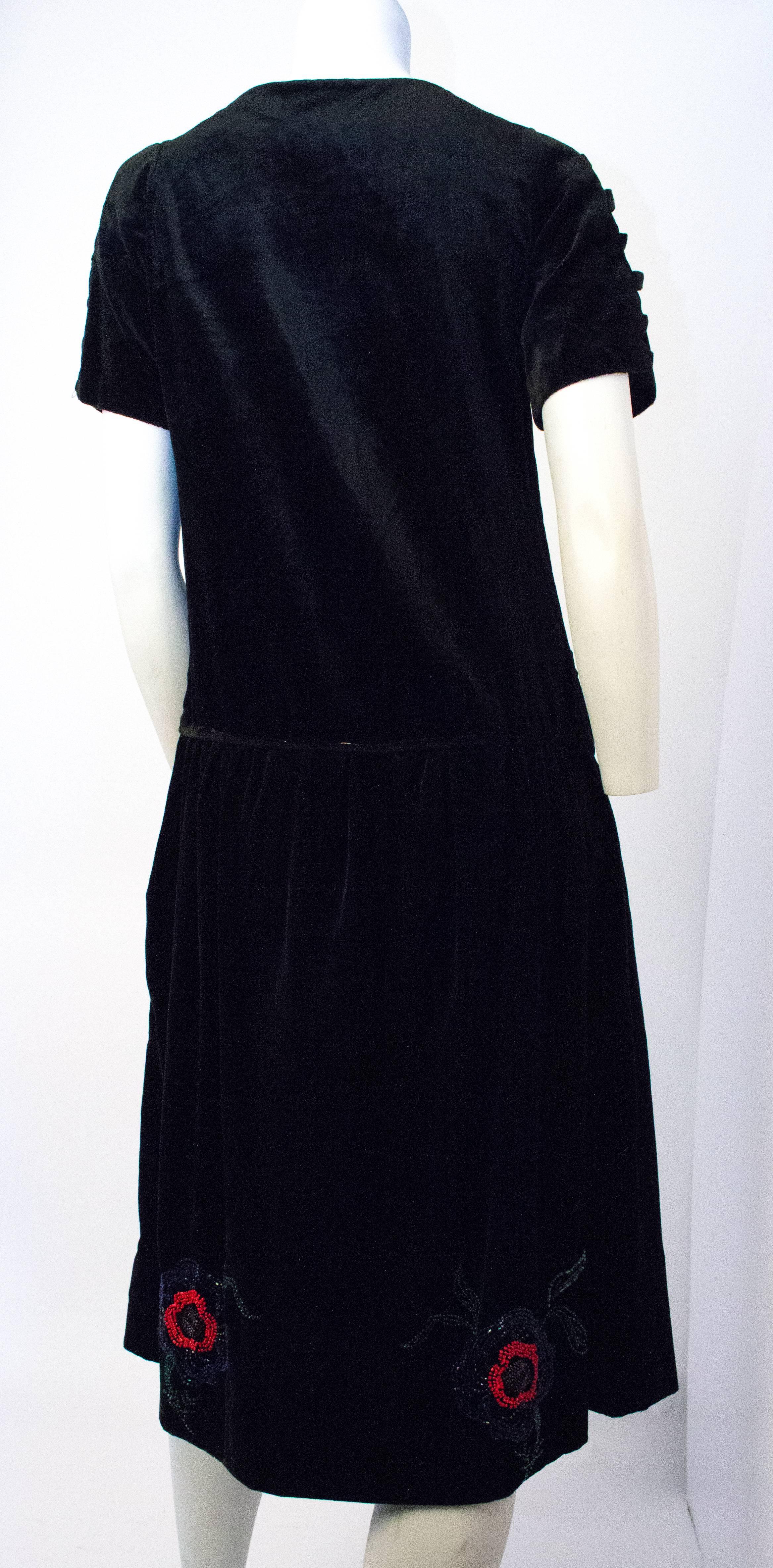 black drop waist dress