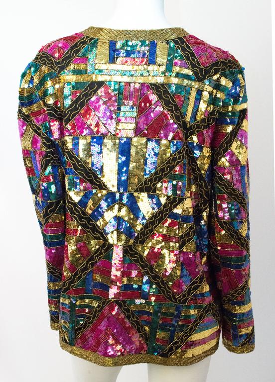 80s Multi Color Sequin Jacket. Fully lined. 