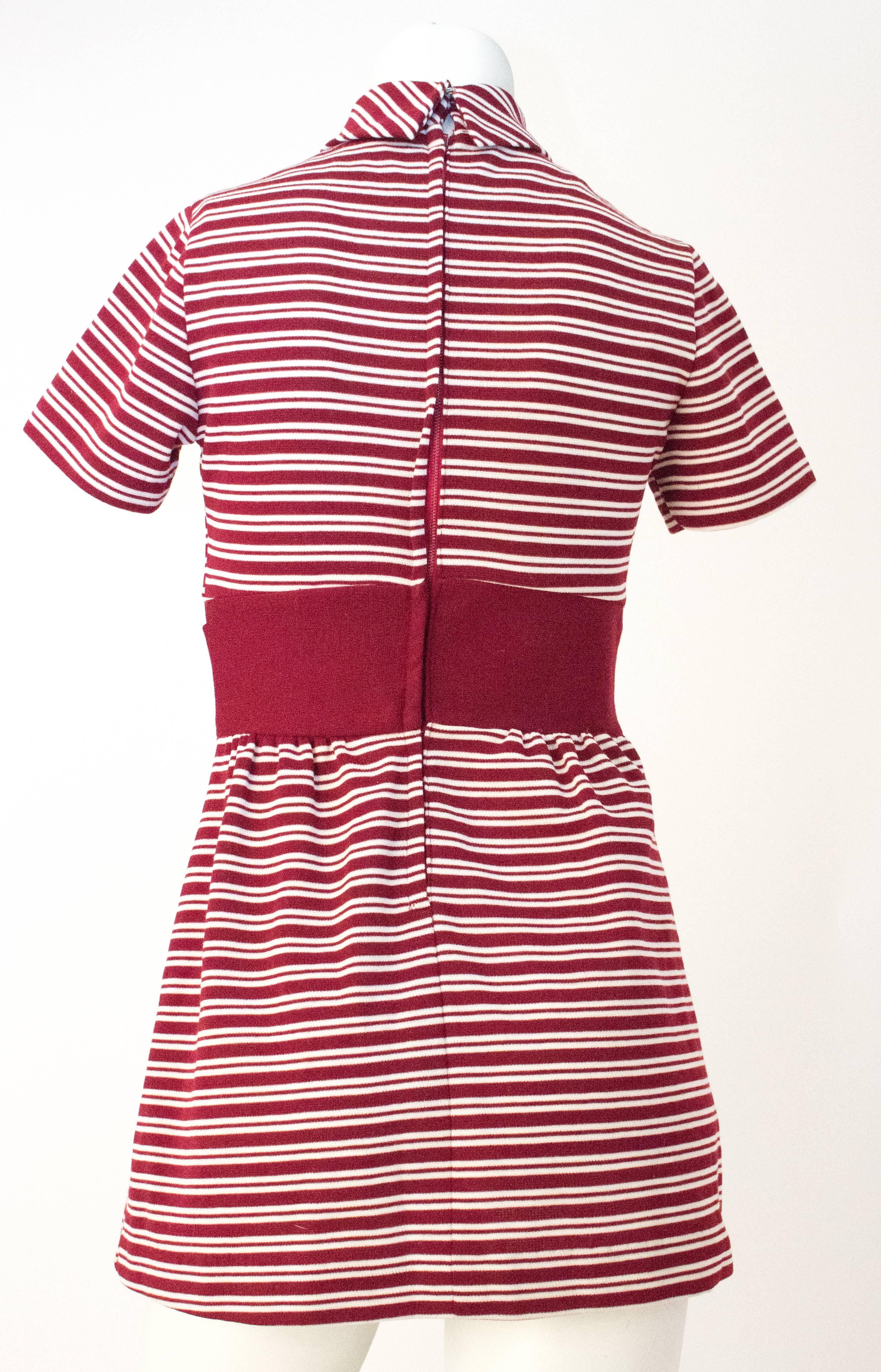 60s Red & White Stripe Mini Dress  In Excellent Condition In San Francisco, CA