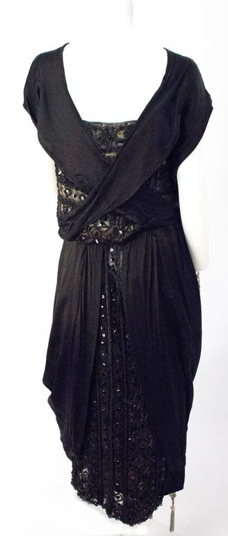 Edwardian Black Silk Evening Gown with Silver Lam Lace and Beading For  Sale at 1stDibs | edwardian evening dress, black edwardian dress, edwardian  dress black