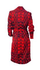 70s Red & Navy Blue Lanvin Button Up Dress