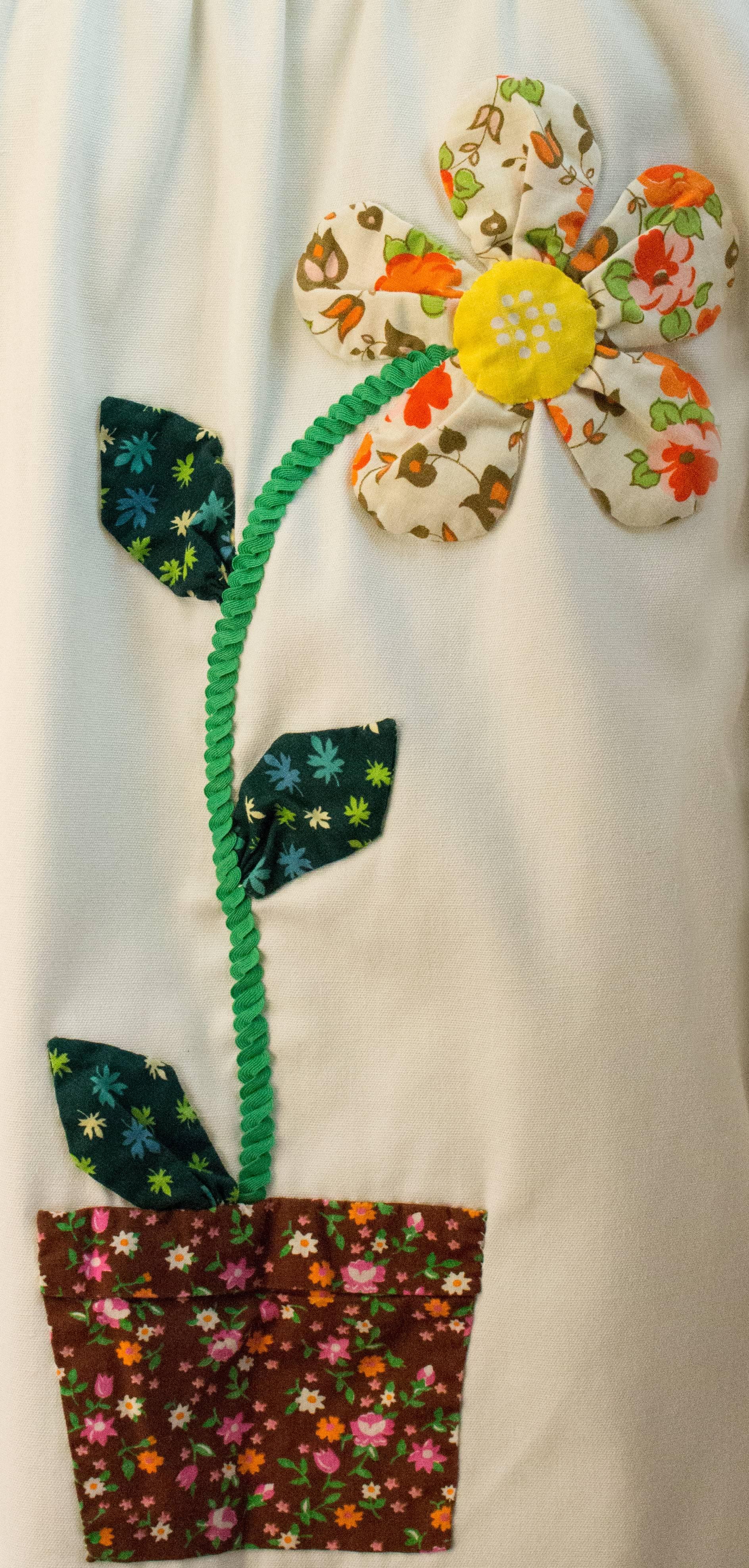 60s Handmade Flower Patchwork Shirt, with front pockets.