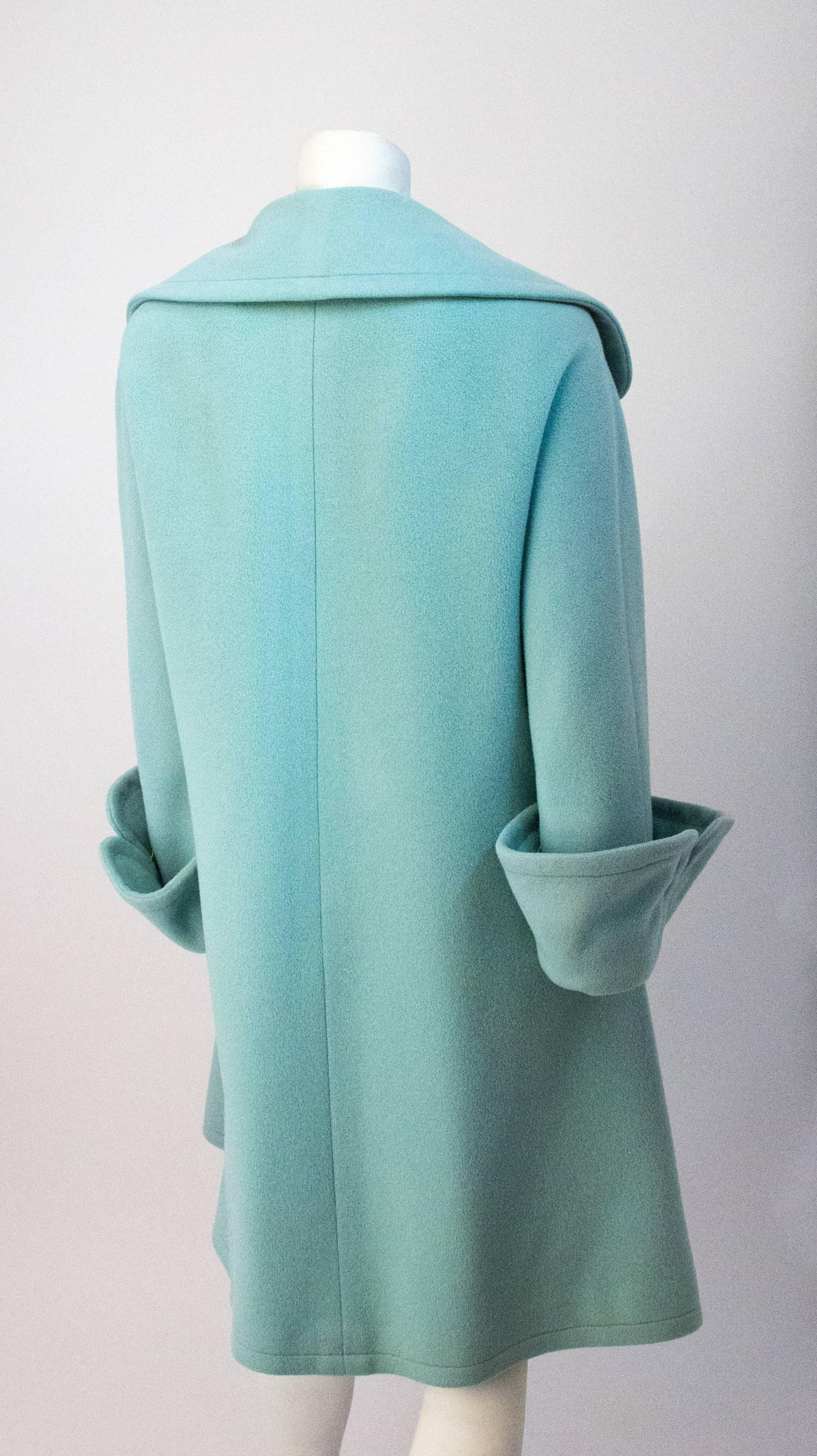 50s Ohrbach's Robbins Egg Blue Swing Coat In Excellent Condition In San Francisco, CA