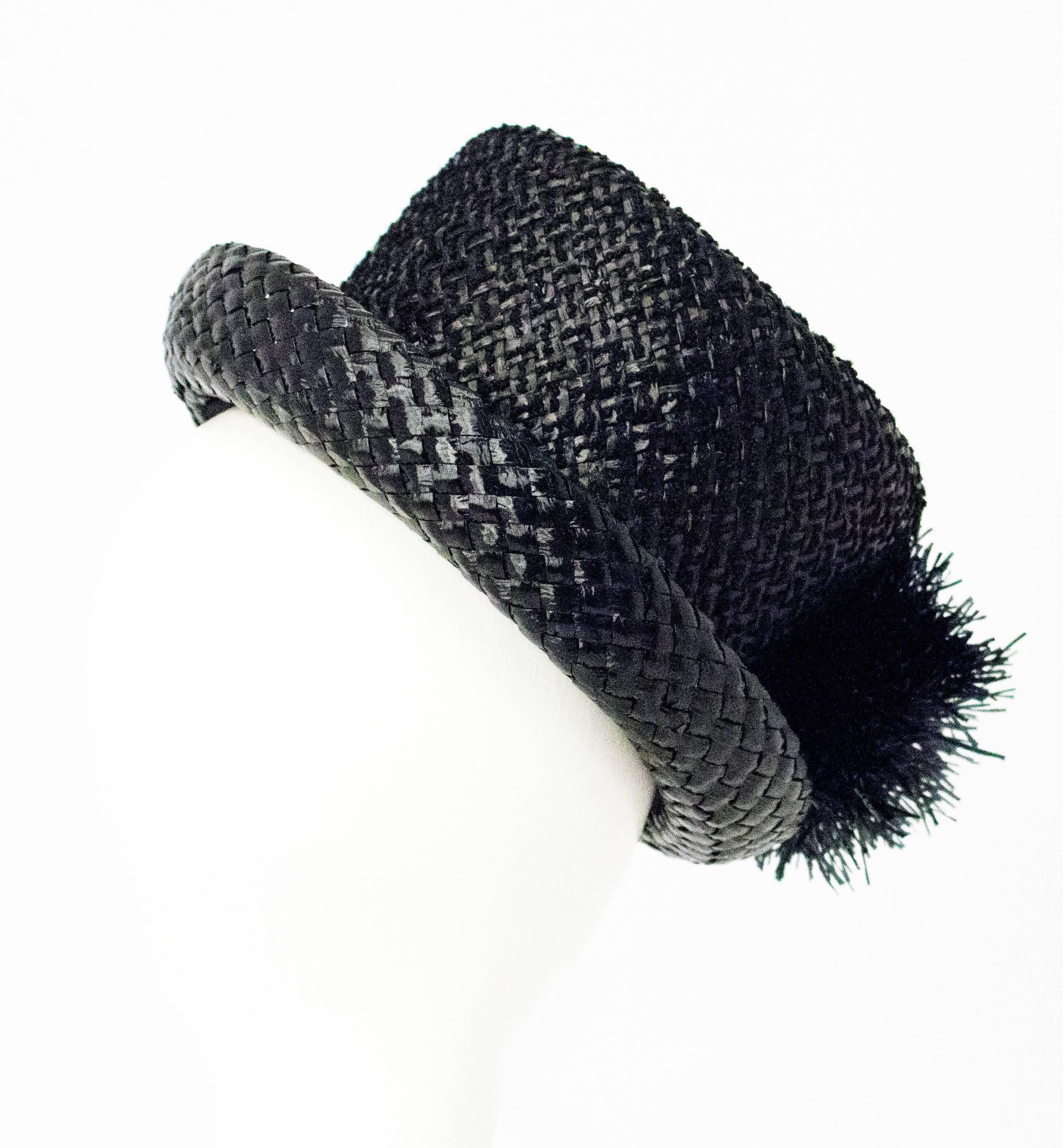 Black 60's Straw Toy Hat