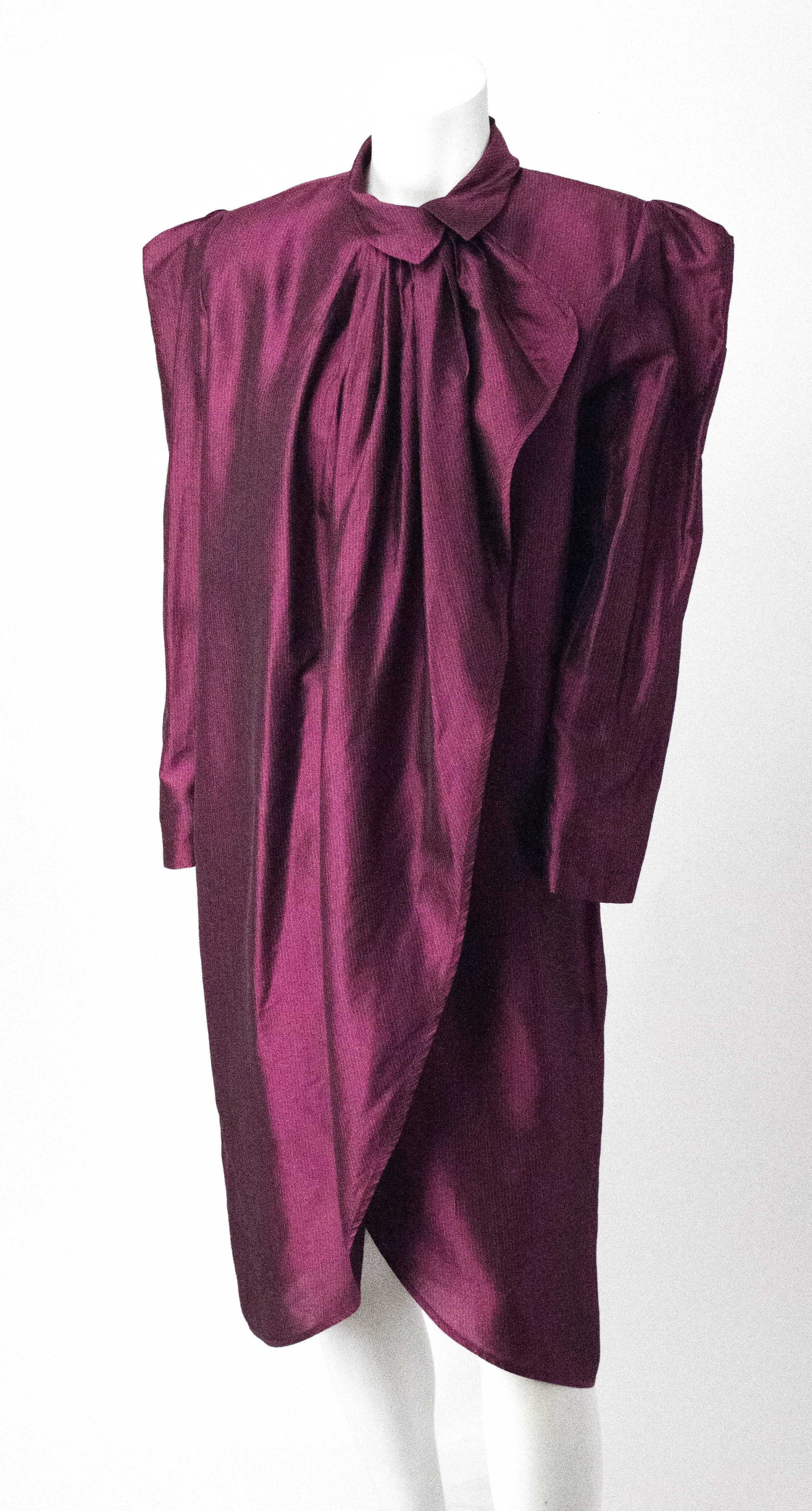 80s Georgio Saint Angelo Pinstripe Evening Shirt Dress 