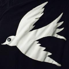 40s Strapless Black Chiffon White Bird Gown