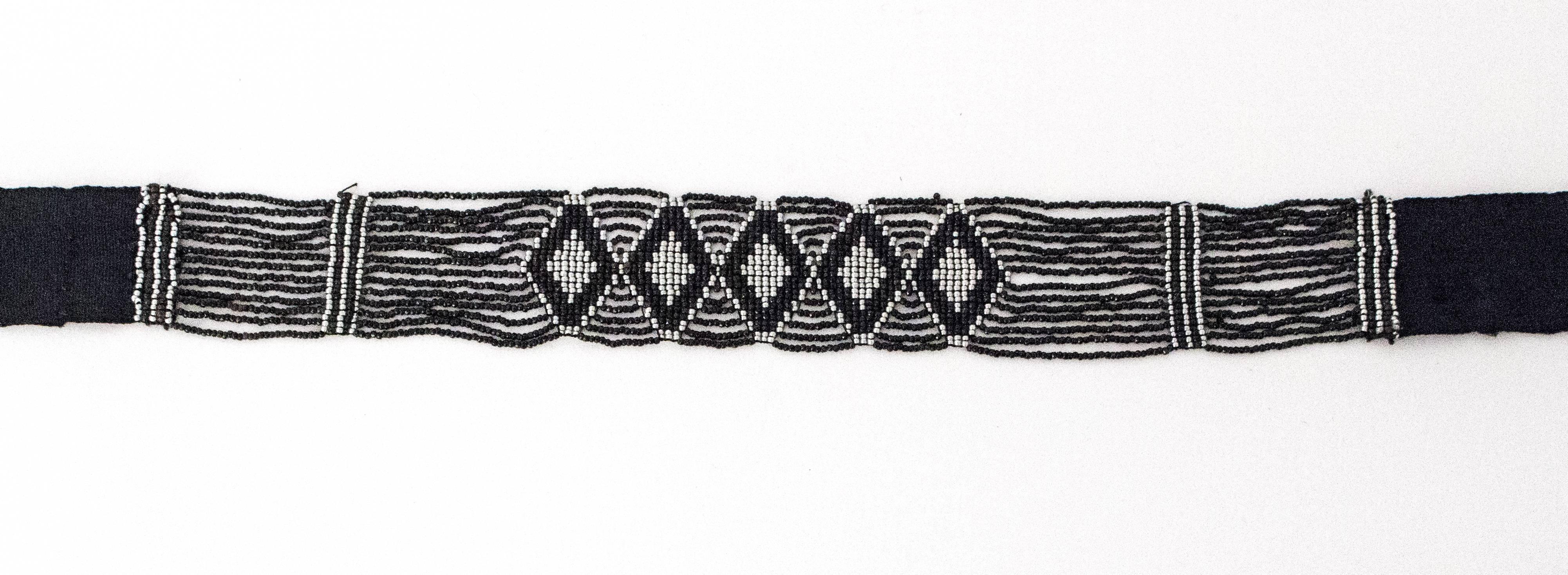 Black 20s Tribal Hand Beaded Choker For Sale