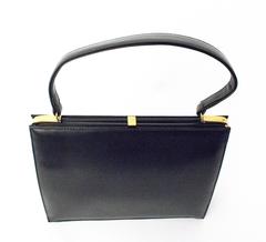 50s Dofan Black Leather Handbag