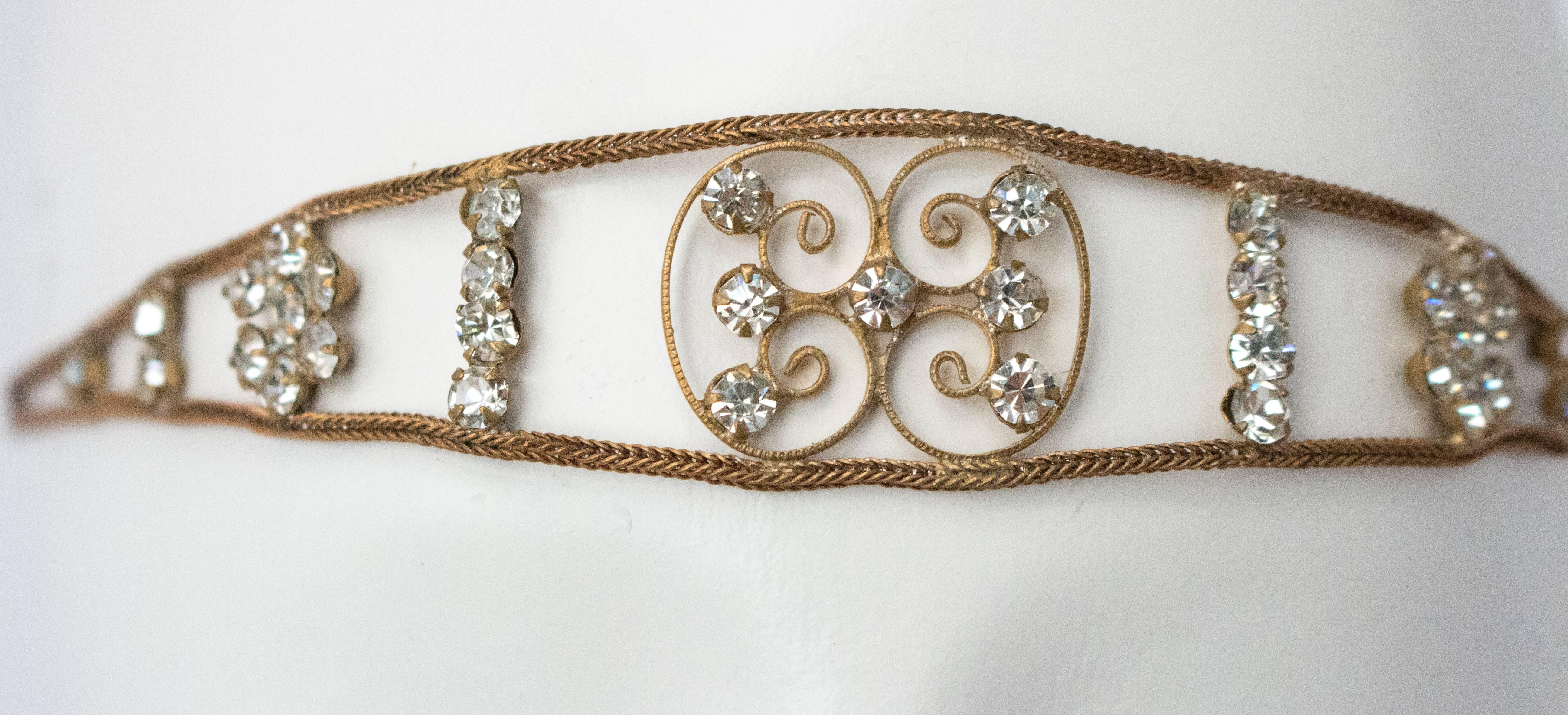 20s Flapper Headband Crystal and Gold Lamé  In Excellent Condition In San Francisco, CA