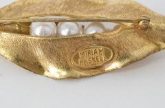 60s Miriam Haskell Leaf & Pearl Brooch