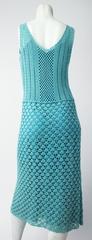 70s Aqua Blue Crochet Sleeveless Dress with Slip