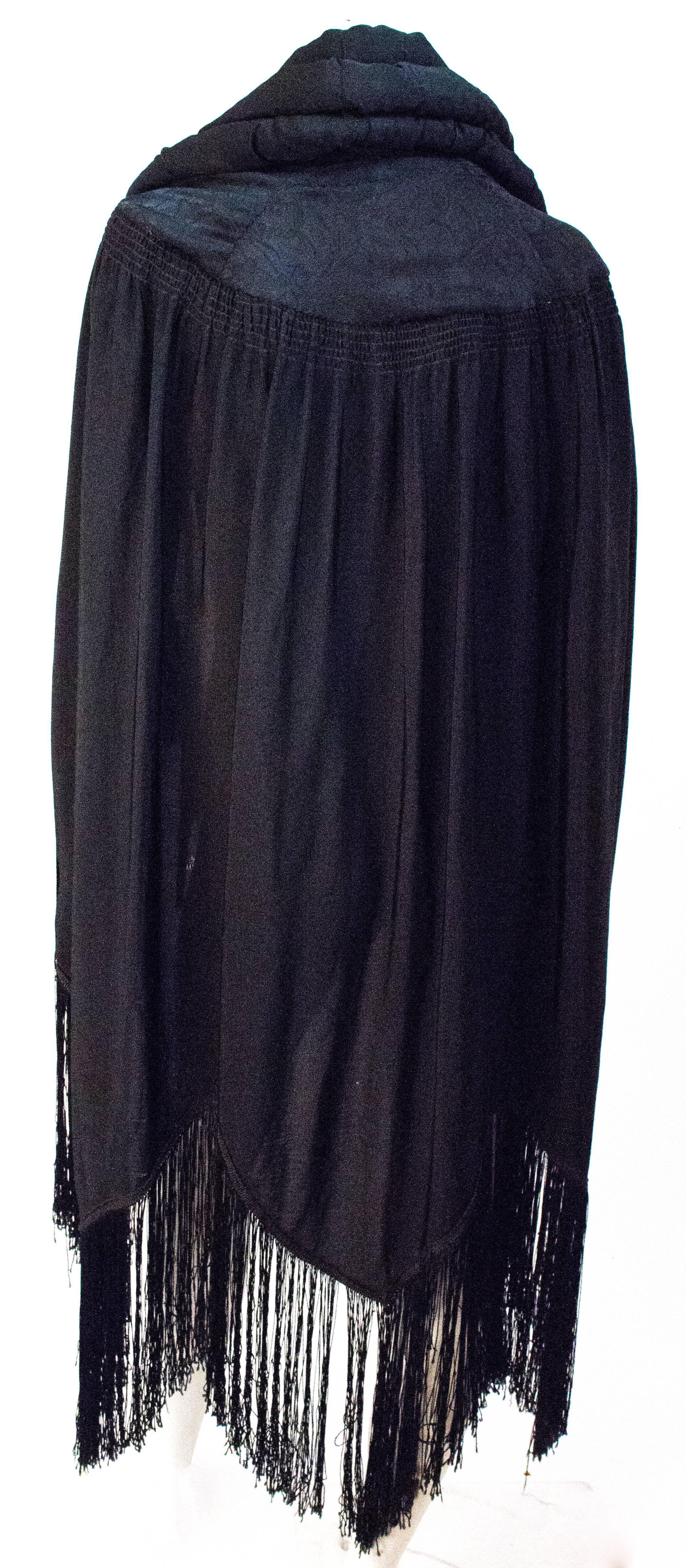 Edwardian Black Silk Cape with Fringe. 