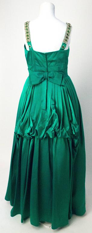 emerald green satin gown