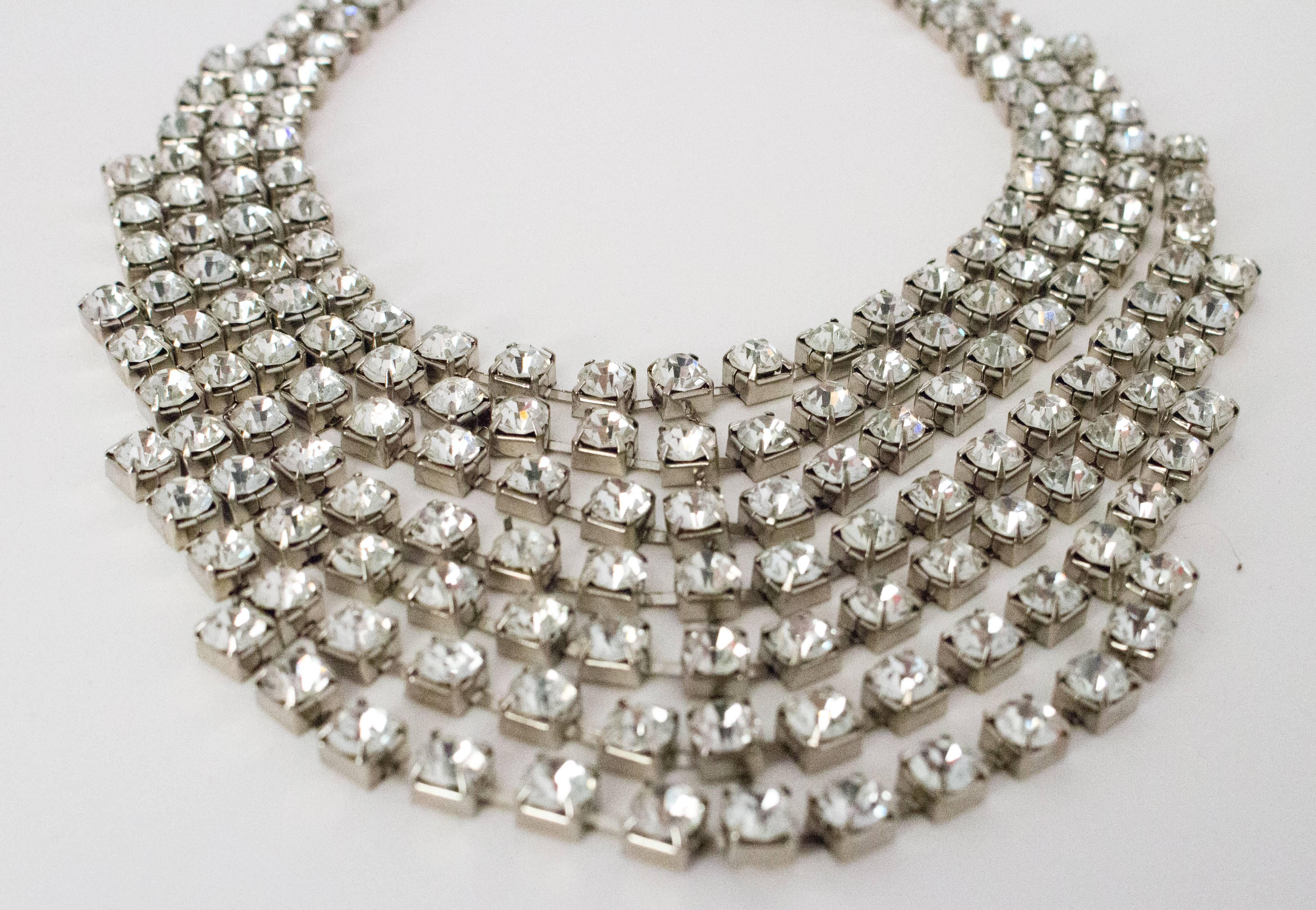 80s Tiered Crystal Necklace In Excellent Condition In San Francisco, CA