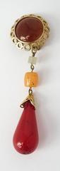 70s Carol Dauplaise Gold Pipe Stone Colored Earrings