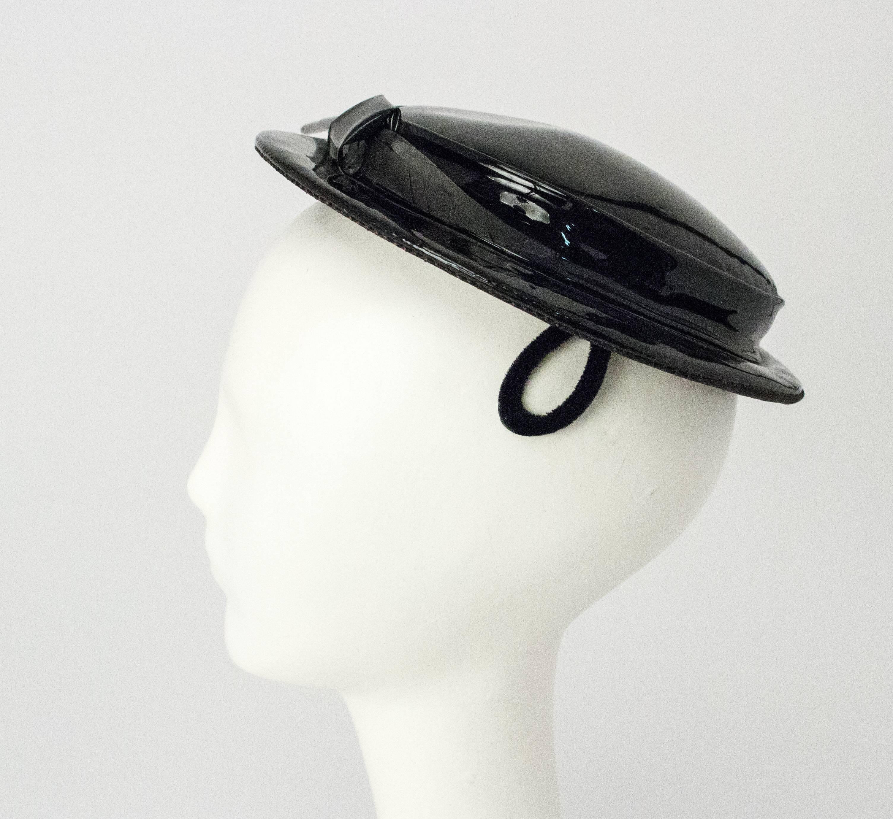 50s Patent Leather Fashion Hat In Excellent Condition In San Francisco, CA