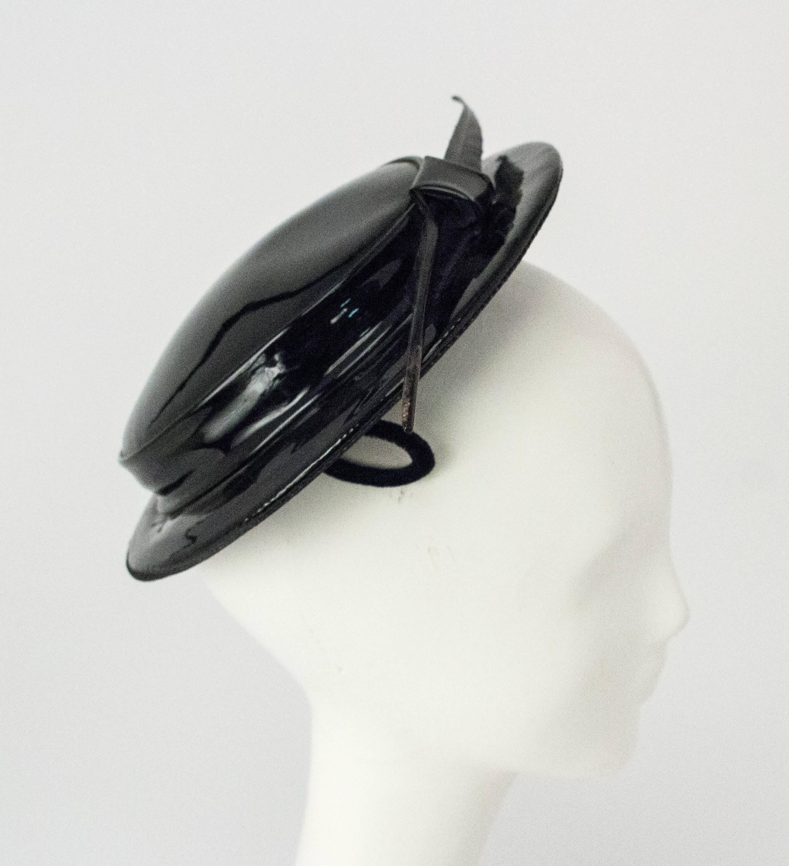 Women's 50s Patent Leather Fashion Hat