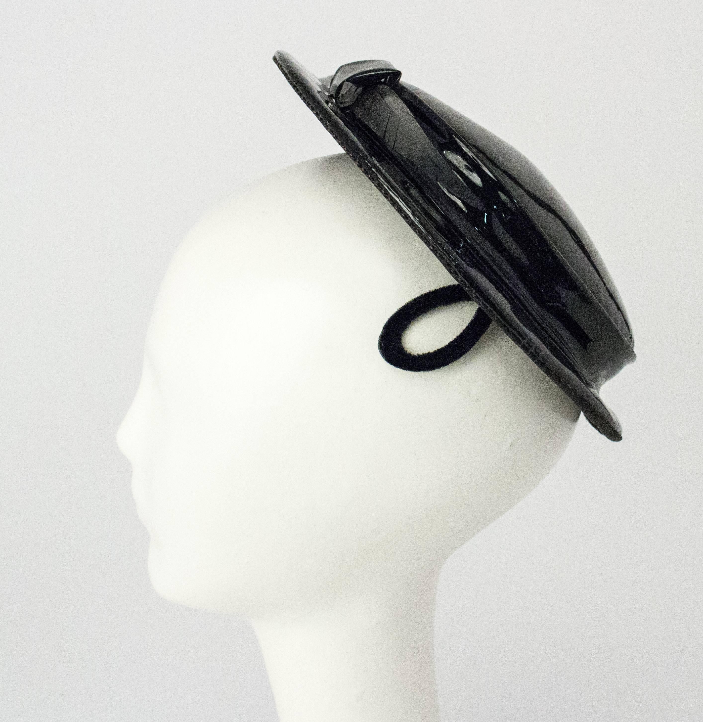 50s Patent Leather Fashion Hat 2