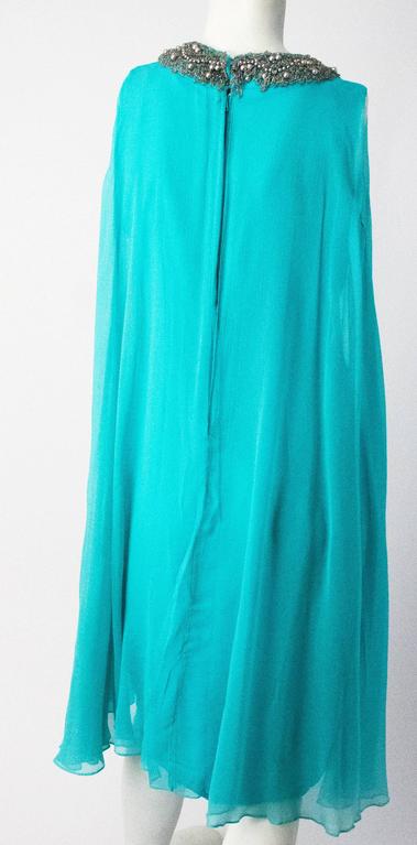 60s Silk Chiffon Tent Dress with Crystal and Pearl Beaded Collar at 1stDibs 