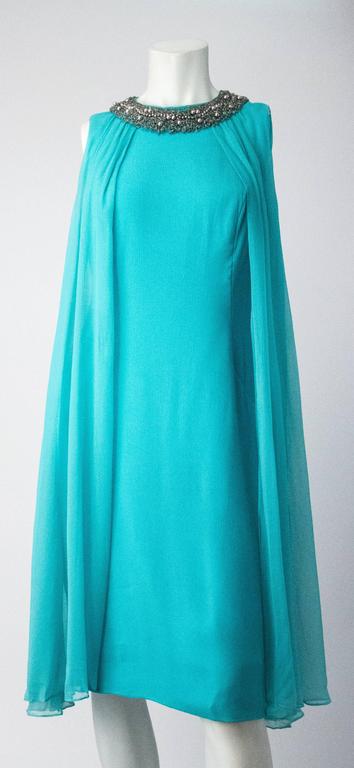 60s Silk Chiffon Tent Dress with Crystal and Pearl Beaded Collar at ...