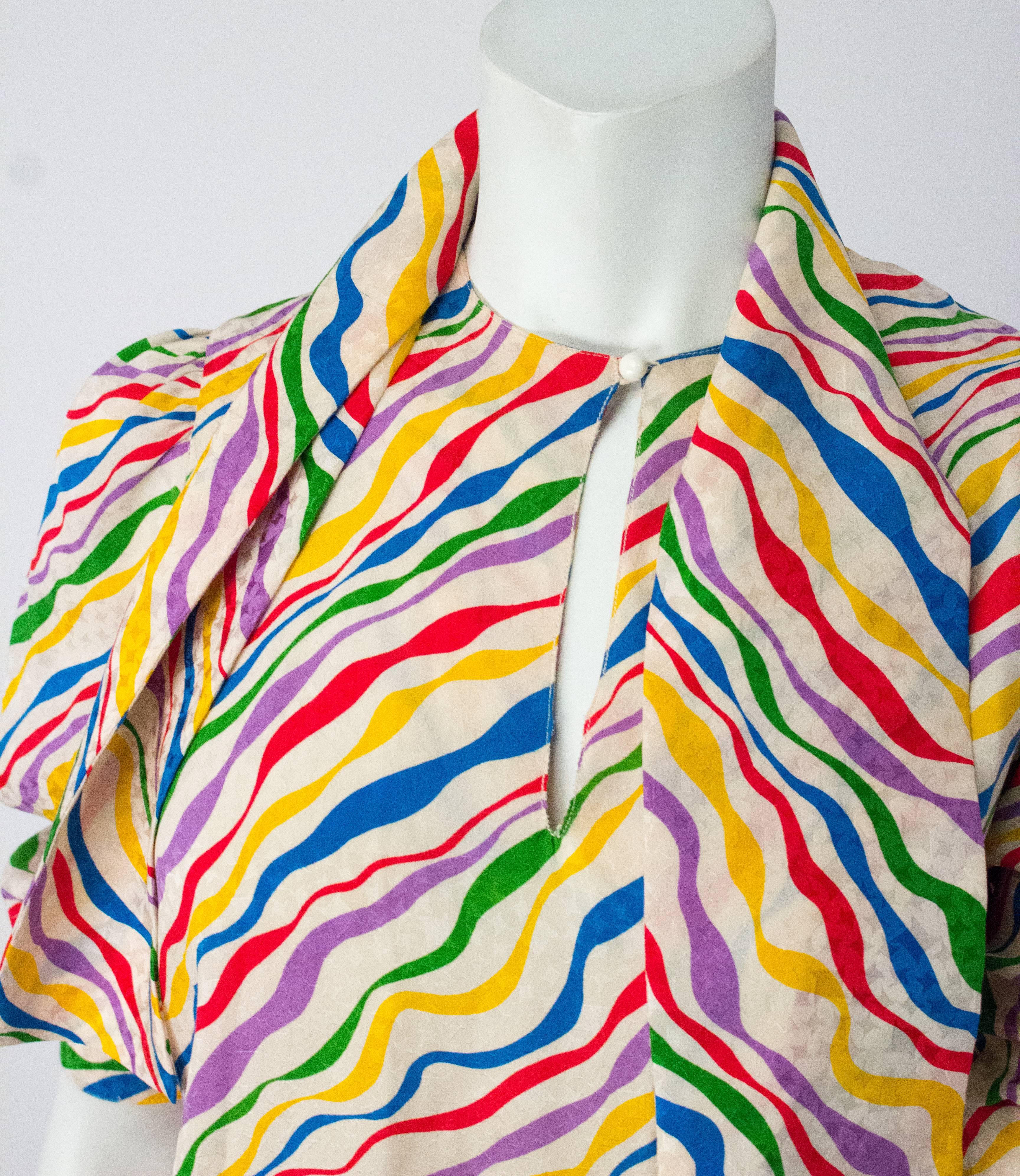 Women's 70s Nina Ricci Rainbow Wave Star Blouse