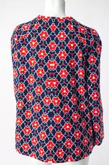 60s Red White and Blue Flower Power Print Mod Jacket