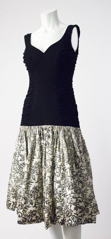 50s Flocked Velvet Drop Waist Cocktail Dress - Inspiration For Sale at ...