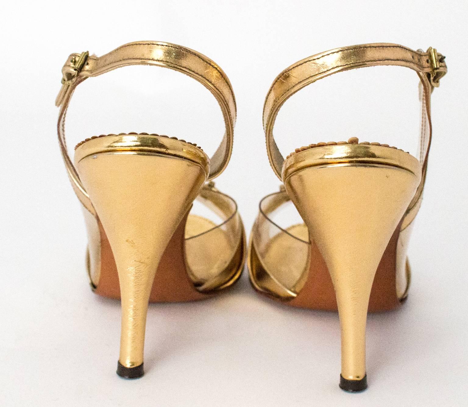 50s Gold Strap Heel For Sale 1