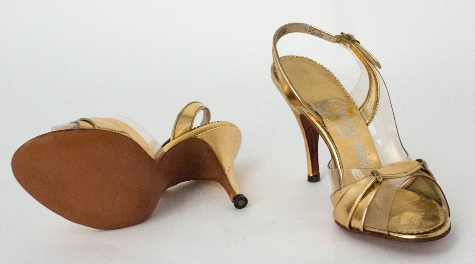 50s Gold Strap Heel For Sale 2