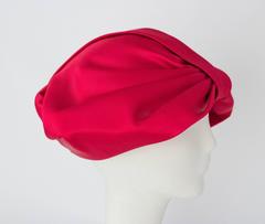 60s Pink Satin Bow Turban