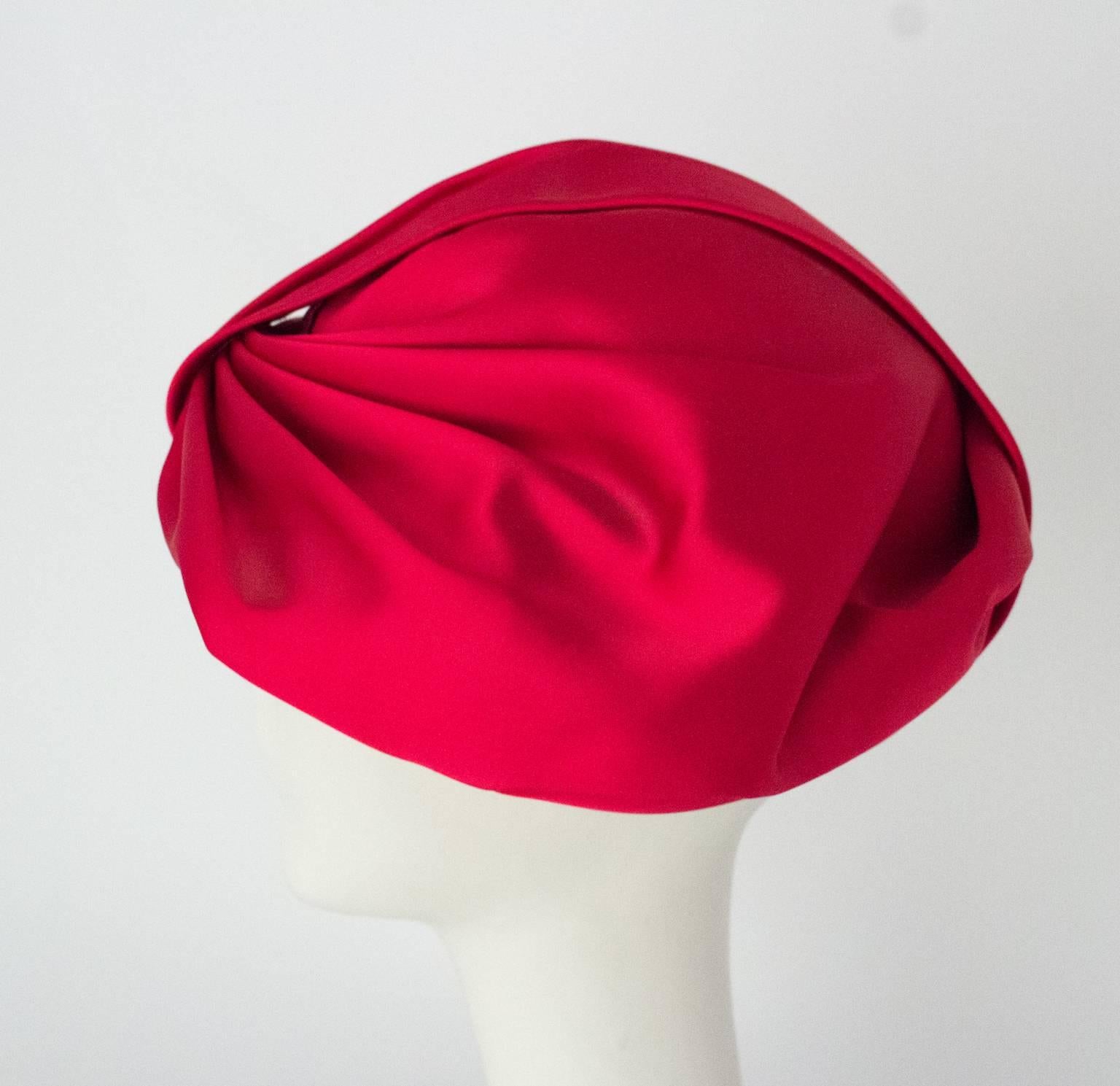 Women's 60s Pink Satin Bow Turban For Sale