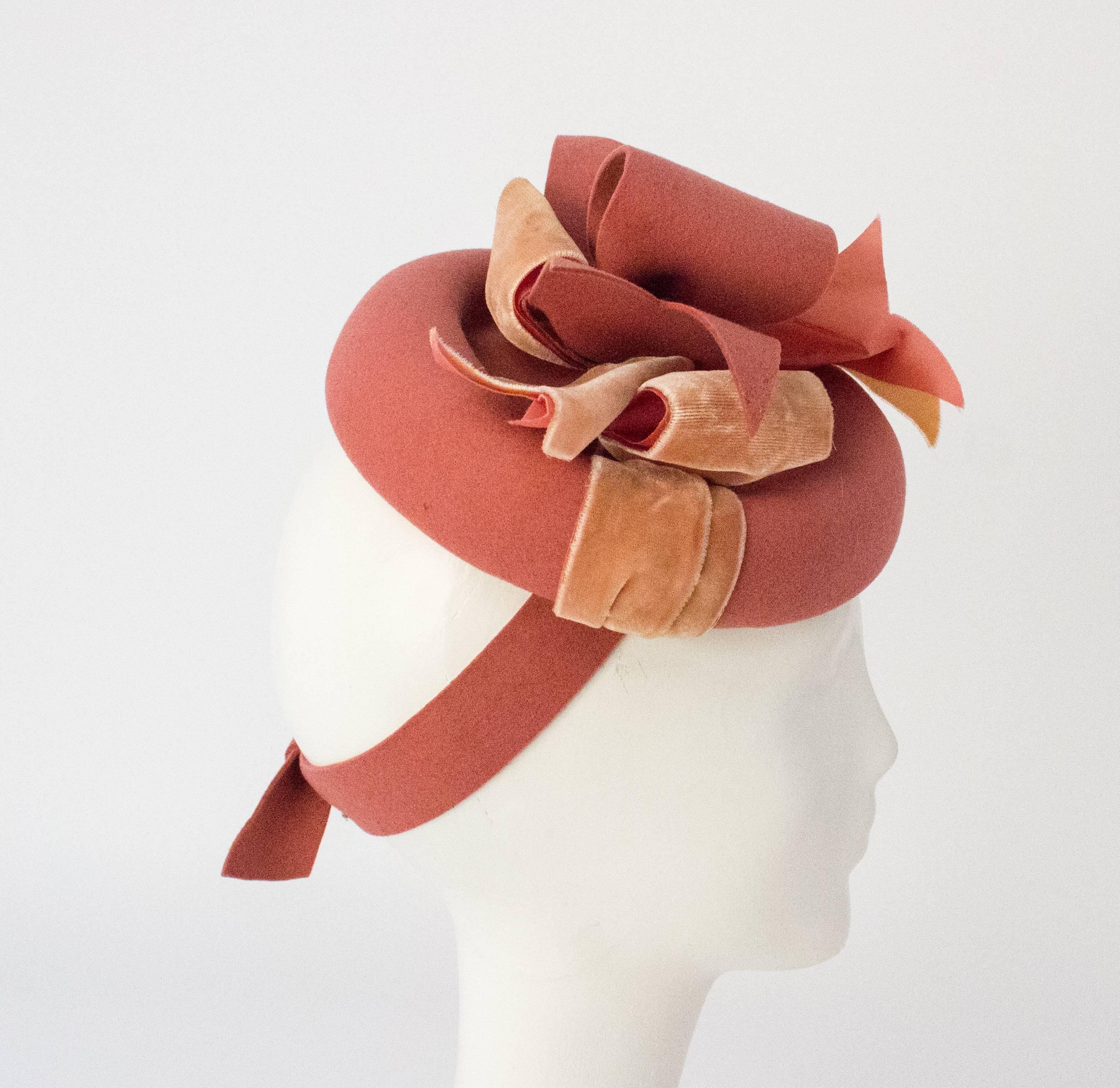 Women's 40s Dusty Rose Wool Felt Toy Hat