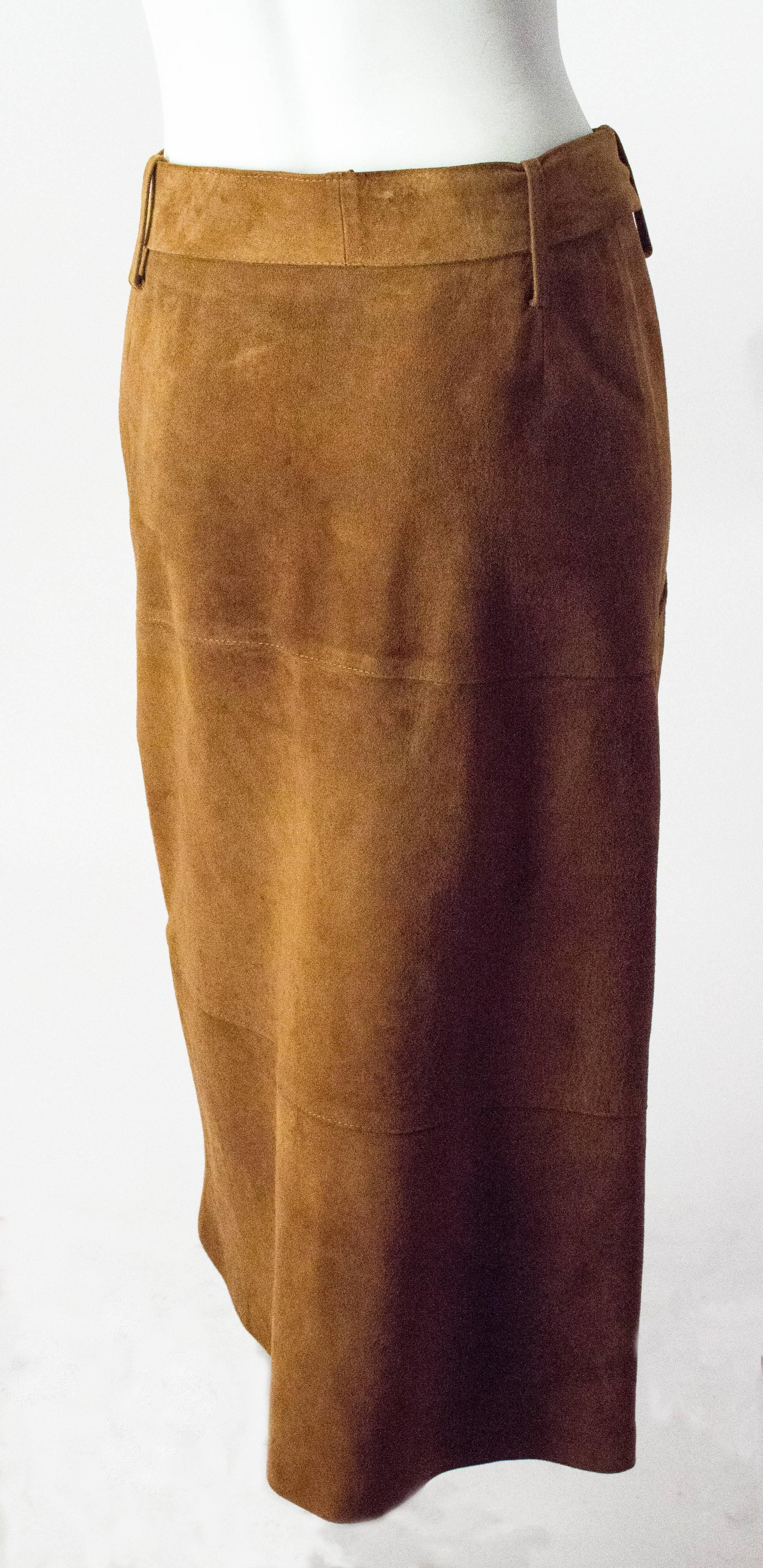 tan button up skirt