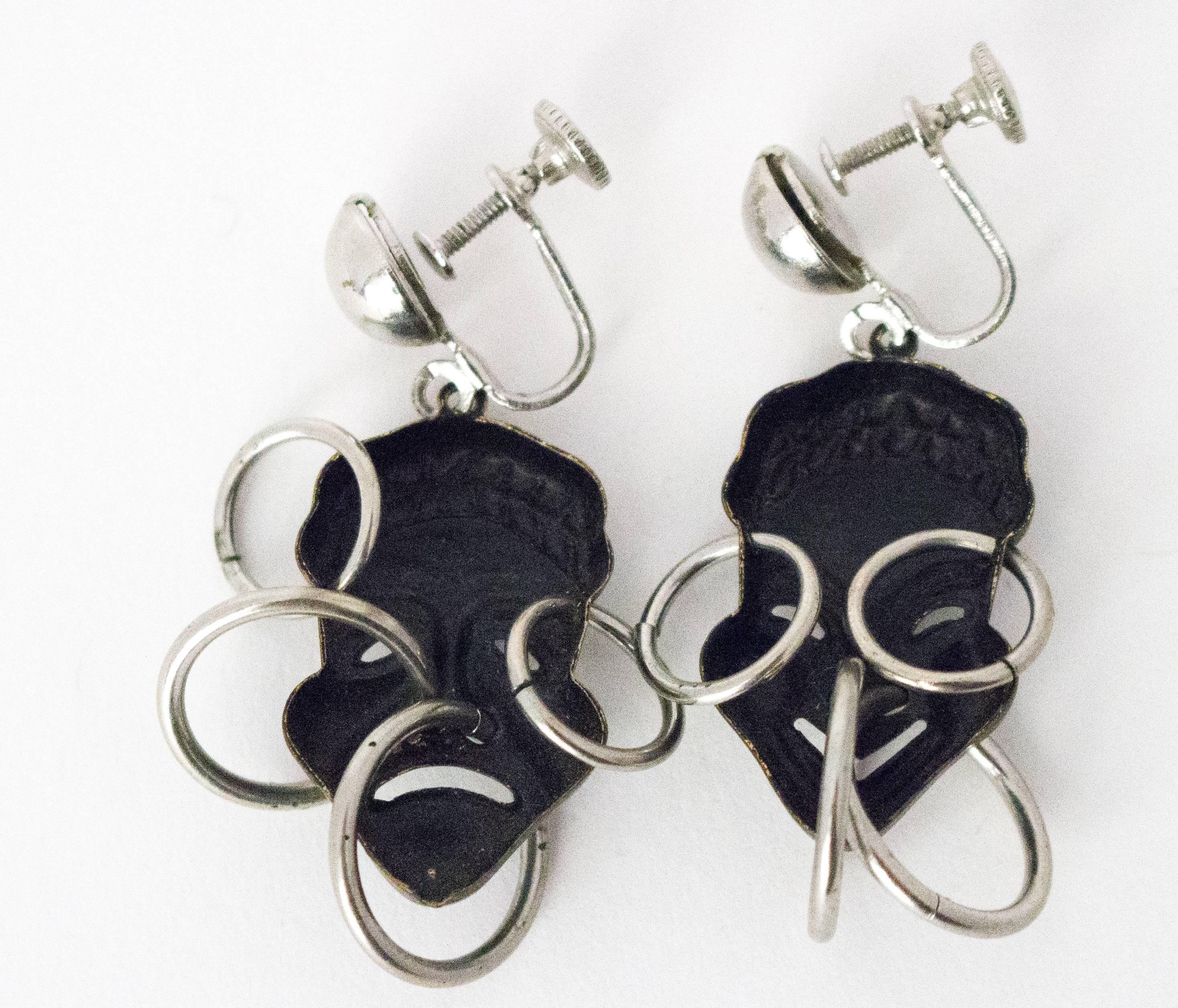 50s Black Selor Earrings  In Excellent Condition In San Francisco, CA