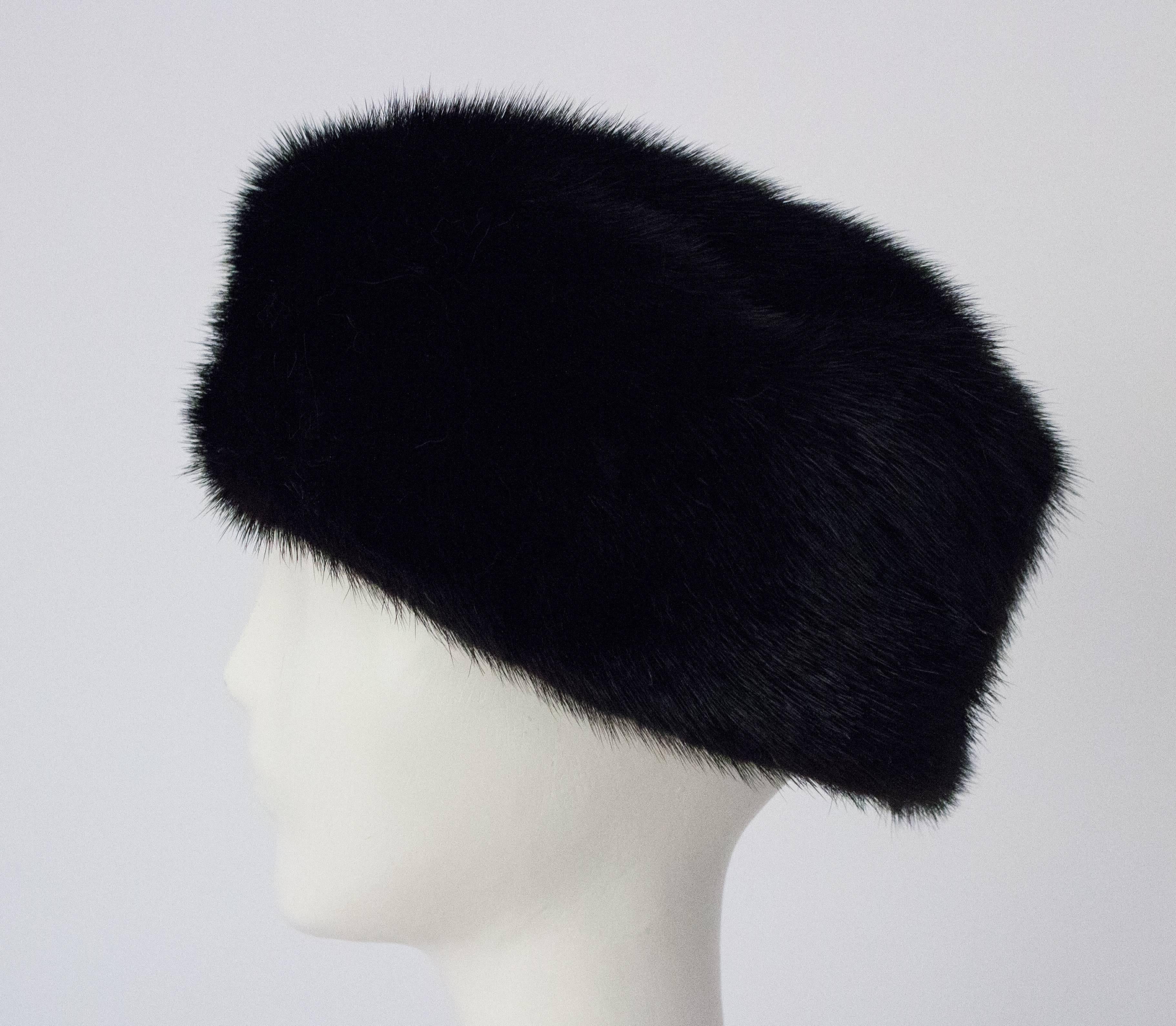 Women's or Men's 60s Black Mink Hat