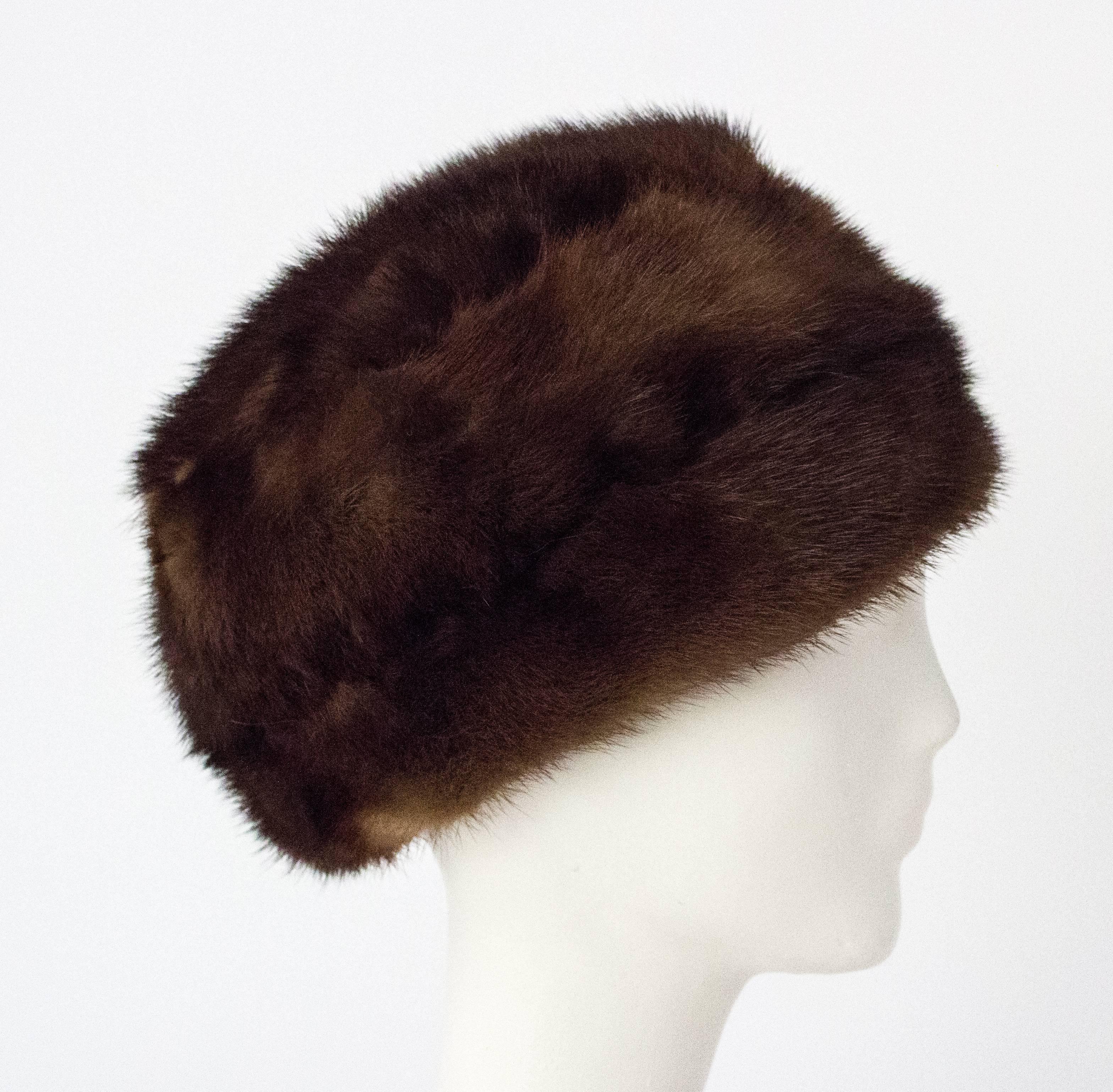 60s Chocolate Mink Hat In Excellent Condition In San Francisco, CA